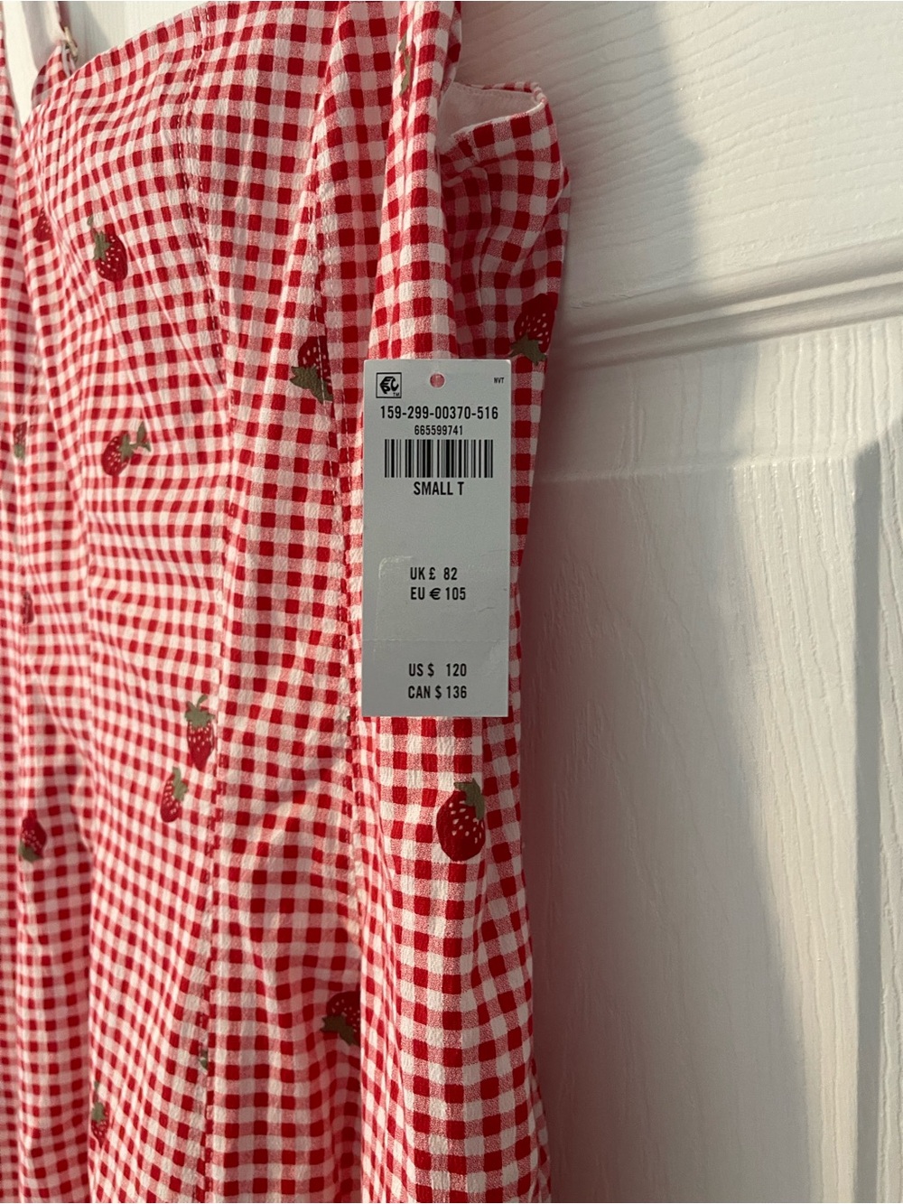 Abercrombie & Fitch Mila Midi Red Gingham Small NWT - Picture 4 of 5